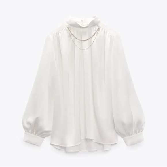 Zara chain collar satin effect blouse - Picture 1 of 11